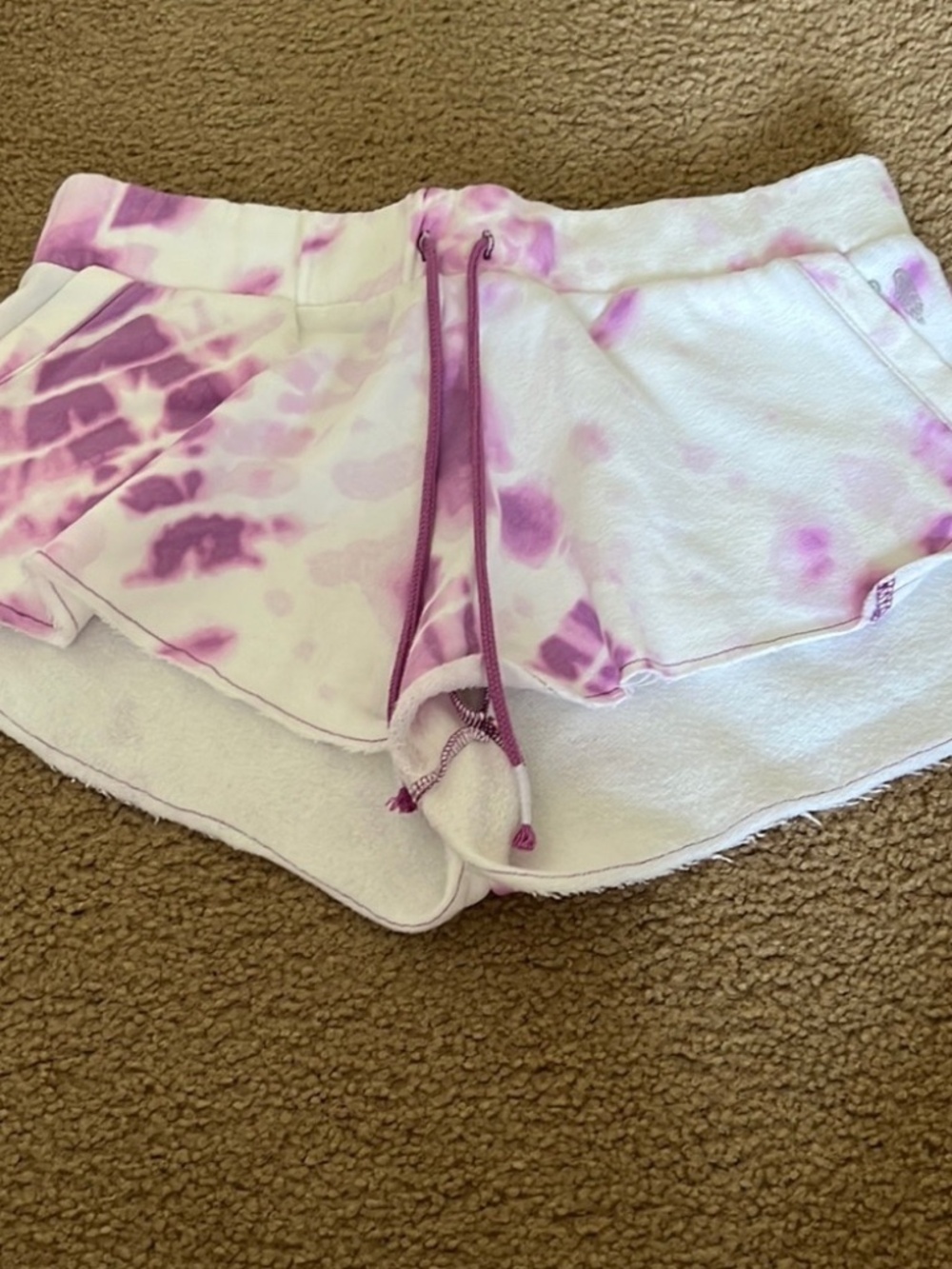VS VICTORIA'S SECRET SIZE SMALL S white and lilac tie dye lounge shorts LOT5754
